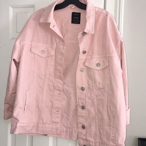pink oversized jean jacket